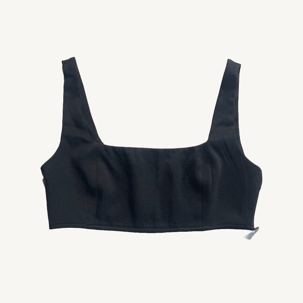 Princess Polly Black Tank Cropped Square Beck Huxley Top Size US 4